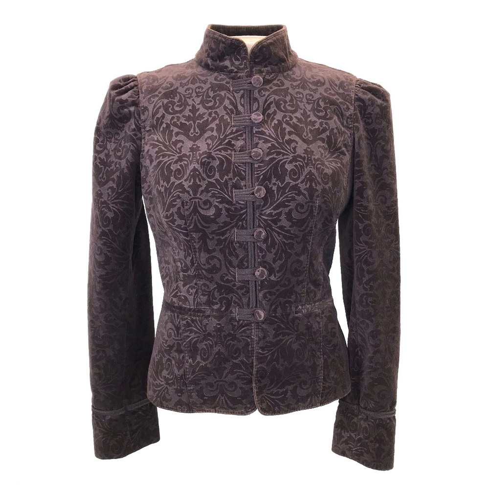 LOFT Victorian Velvet Burnout Military Jacket 6 - Picture 1 of 7